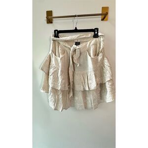 441. Young Threads Beige Ecru Smocked Waist Mini Skirt, Size M